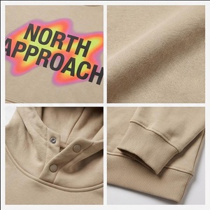 เสื้อฮู้ดดี้ผู้ชายสีเบจ ผ้าฝ้ายเฟรนช์เทอร์รี่ พิมพ์ลาย มีกระเป๋าหน้า สไตล์ลำลอง ใส่ได้ทุกวัน ทรงปกติ สำหรับฤดูใบไม้ร่วง - Product Image 4