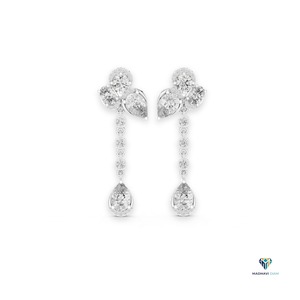 Pendientes de Oro Blanco de 1.78ct con Diamantes Cultivados en Laboratorio en Forma de Pera y Ovalados, Pendientes de Oro Sólido de 14K con Múltiples Piedras en Capas para Mujer - Product Image 1