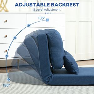 Poltrona Letto Convertibile Blu Scuro con Schienale Regolabile, Divano Pieghevole Imbottito Estensibile - Product Image 4
