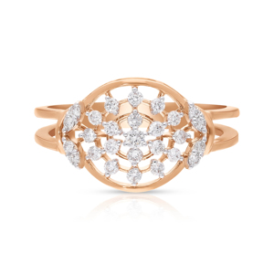 Bague en or rose avec grappe de diamants, design floral, bague de fiançailles romantique pour femme - Product Image 1