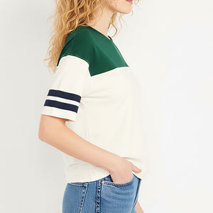 Camiseta de Verano para Mujer de Alta Calidad, 100% Algodón, Oversize, con Bloques de Color, Estilo Holgado, Streetwear, Apliques Personalizados con Serigrafía - Product Image 5