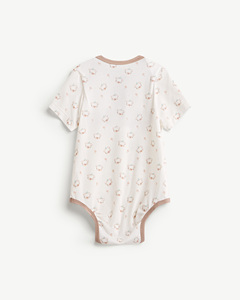 Modal Spandex Short Sleeve Snap <b>Bear</b> Print Baby Bodysuit for Newborn Unisex ODM Vietnam - Product Image 2
