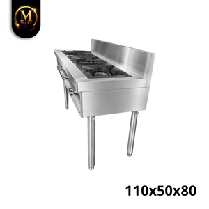 Estufa de Gas de Acero Inoxidable de Alta Resistencia con 3 Quemadores Abiertos para Cocina Comercial, Restaurante y Catering - Product Image 4