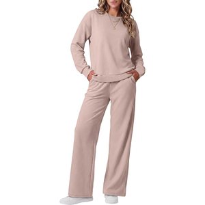 Conjunto Deportivo de 2 Piezas para Mujer, Tejido de Felpa, con Capucha, Manga Larga, Color Sólido, Transpirable, Poliéster, Corte Holgado, Informal, Invierno - Product Image 1