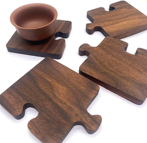 Acacia Wood <b>Puzzle</b> Design Coaster Custom Logo Eco Friendly Drink Mat Set for Coffee Tea Wholesale By UF INTERNATIONAL Crafts - Product Image 2