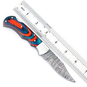 Custom Forge Damascus Steel Folding Blade <b>Knife</b> Pakka Wood <b>Handle</b> Sheath Pocket EDC Hunting Camping Industrial Grade <b>Knife</b> - Product Image 3