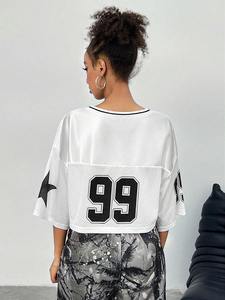 Camiseta Formal Extra Grande de Manga Larga para Mujer, 100% Algodón, con Logotipo en Relieve y Estampado de Personajes - Product Image 6