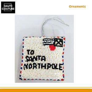 ผลิตในอินเดีย งานปักมือ ขนาด 8 x 8 ซม. ของตกแต่งแขวนสำหรับเทศกาล - ซองจดหมายถึงซานต้า-ขั้วโลกเหนือ สำหรับตกแต่งบ้าน ราคาประหยัด - Product Image 5