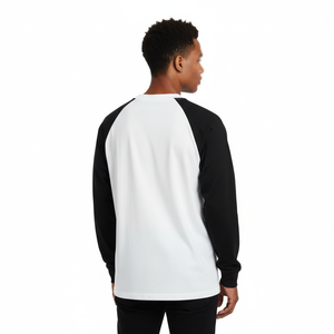 Camiseta de Béisbol para Hombre 100% Algodón, Cuello Redondo, Color en Contraste, Manga Corta Raglán, 220g, Secado Rápido, Logotipo Personalizado, Lisa, Sólida, Blanca - Product Image 3