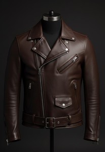 Men Dark Coffee Genuine Leather Biker <b>Jacket</b> Fashion Motorcycle Style <b>Jacket</b> - Product Image 1