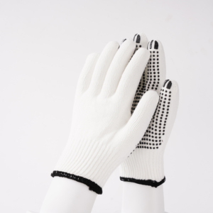 Gants de sécurité en coton tricoté avec points PVC de haute qualité, points noirs sur les bouts des doigts, antidérapants, pour travaux polyvalents - Product Image 3