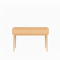 Table console ronde moderne en chêne massif avec 2 tiroirs, meubles écologiques pour salon et salle à manger, pour espaces modernes