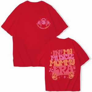 Camiseta Rosa para Mujer, Estilo Muscle Mommy, Corte Holgado, Cuello Redondo, Manga Corta, Informal, Estampado Digital, Algodón, Primavera Verano - Product Image 2