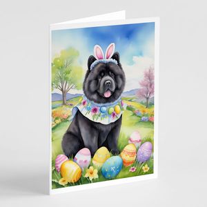 Whimsical Chow Easter Egg Hunt A7 Tarjetas de felicitación Paquete de 8 tarjetas de notas en blanco con sobres Tamaño 5x7 - Product Image 1