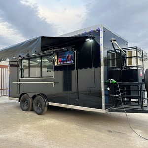 Remolque de Comida Negro de Lujo con Pantalla de <span class=keywords><strong>TV</strong></span> y Toldo, Cocina Móvil para Eventos Deportivos, Alquiler para Fiestas, Camión de Catering con Certificación CE - Product Image 1