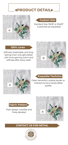 Serviette en lin avec petit oiseau sauvage, broderie délicate, toucher naturel doux pour les tables à thé et les repas chaleureux. - Product Image 2