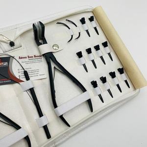 Kit d'outils de pince d'extension de cheveux de kératine noire mate comprenant des pinces de presse à ruban adhésif - Product Image 3