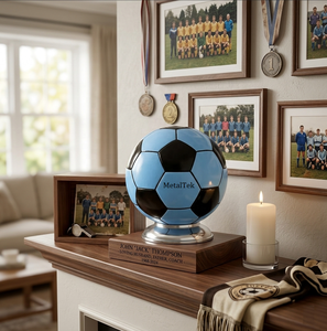 Custom Aluminium Football Cremation Urn Wholesale Adult Human & Pet Memorial Ash Urns Handcrafted Funeral Decorative Unique Urns - Product Image 3