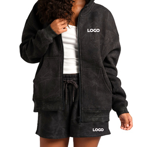 Ensemble sweat à capuche zippé et short imprimé camouflage pour femme, ensembles de survêtements personnalisables avec logo brodé, pulls imprimés, ensembles de survêtements pour femme - Product Image 1