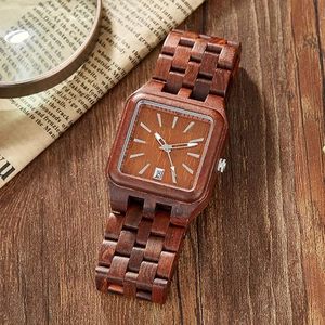 Reloj de Cuarzo Cuadrado para Hombre de la Marca Citizen, Correa de Madera de 20 mm de Ancho, Cronógrafo, Elegante, Moderno, Regalo Perfecto, Estilo Antiguo - Product Image 1