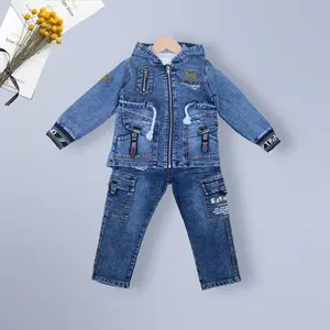 Manufacturers spring new children's clothing 3 pieces denim set kids denim jackets set baby suit for boy in stock