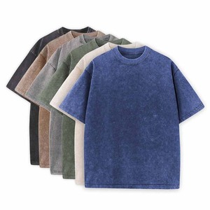 Camiseta Personalizada para Hombre, Lavada al Ácido, 100% Algodón, Talla Grande, con Estampado Gráfico, Logotipo, Estilo Vintage, Informal - Product Image 1