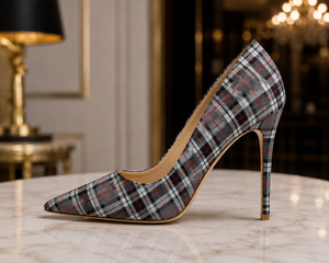 Escarpins à talons aiguilles pour femmes en tartan écossais |   Escarpins à carreaux de luxe |   Logo personnalisé disponible - Product Image 3