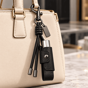 Porte-clés personnalisé en cuir PU avec bouton-pression, mini sac de luxe - Product Image 6