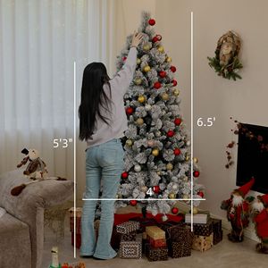 Árbol de Navidad Artificial Preiluminado de 6.5 pies con 350 Luces Transparentes, 1107 Puntas, Base de Metal - para Decoraciones Navideñas en el Hogar o la Oficina - Product Image 3