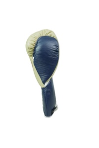 No Boxing No Life Gants bleus et crème en cuir à lacets respirants pour entraînement et sparring adulte, design professionnel personnalisé avec logo - Product Image 4