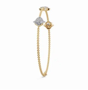 Bracelet chaîne Trio de tulipes en diamant, 0,861 carat, bijoux en diamant de laboratoire, 39 pierres, or jaune, rose, blanc 9k, 14k, 18k, design floral - Product Image 2