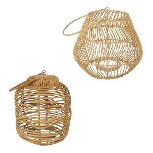 Portavelas de Ratán Minimalista en Forma de Lágrima, Farol Colgante de Mimbre Abierto, Portavelas de Cristal para Jardín, Decoración Interior - Product Image 1