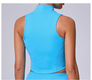 Camiseta sin mangas de cuello alto para mujer, top deportivo corto de punto transpirable, ropa de cancha de secado rápido, 1 pieza - Product Image 2
