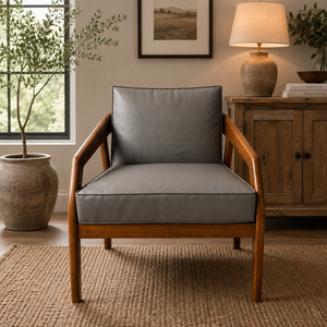 Fauteuil lounge ergonomique minimaliste en bois massif, style Mid-Century, avec coussin rembourré, en teck, pour salon, mobilier de maison écologique - Product Image 5
