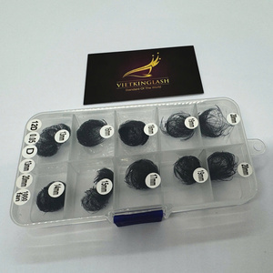 ขนตาปลอม PBT สีดำด้าน แบบปลายแหลม 500 1000 กล่อง 3D-14D ความยาวผสม แบบพัดสำเร็จรูป - Product Image 4