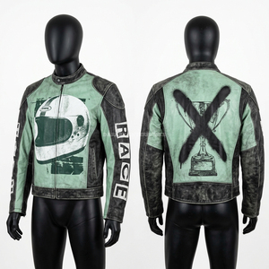 เสื้อแจ็คเก็ตหนังสำหรับนักขี่มอเตอร์ไซค์แบบสะท้อนแสงพร้อมกราฟิกนีออนสั่งทำพิเศษสำหรับผู้ชาย  เสื้อโค้ทนักขี่มอเตอร์ไซค์สีสันสดใส อุปกรณ์นิรภัยสำหรับขับขี่กลางคืน - Product Image 3