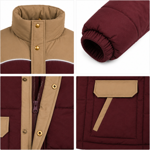 Chaqueta de Invierno Personalizada para Hombre, Estilo Urbano con Bloques de Color, Chaqueta Acolchada Gruesa de Poliéster con Cuello Alto, Proveedor OEM - Product Image 4