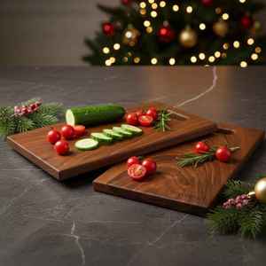 Planche à découper en bois naturel faite à la main, grande planche à découper rectangulaire pour la viande, les légumes, les fruits, le pain et le fromage - Product Image 6