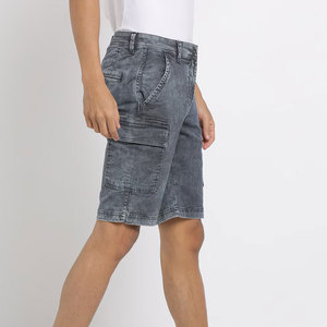 Shorts Bermuda décontractés gris en velours côtelé pour homme, taille mi-haute, fermeture éclair, style urbain, 100 % coton, tissu respirant, poches - Product Image 4