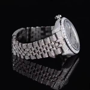 Luxury Vintage Daily Diamond <b>Watch</b> Stainless Steel Round <b>Case</b> 46mm Analog Roman Numeral Quartz Movement Deployment Clasp - Product Image 2