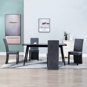 4 chaises de salle à manger en similicuir gris suédé - Product Image 1