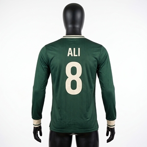 Camiseta de Fútbol Personalizada de Manga Larga, Cuello en V Retro, Puños Tejidos, Sublimada, Nombre del Equipo del Club, Número, 100% Poliéster, Secado Rápido - Product Image 2