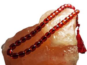 Misbaha Islámica Roja Ámbar, Tasbih de 33 Cuentas de Resina Hechas a Mano con Borla, Rosario Musulmán, Regalo de Eid para Él y Ella - Product Image 3