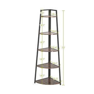 5 Tier <b>Corner</b> Bookshelf for Small Space Multipurpose Wall & Display <b>Shelving</b> <b>Unit</b> with Ladder - Product Image 2