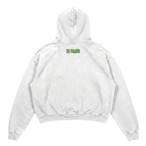 <b>Men</b> Acid Wash Hoodie 420 GSM Heavy Cotton Polyester Foven <b>Fleece</b> Light <b>Grey</b> Screen Print Custom Logo Premium Oversized - Product Image 2