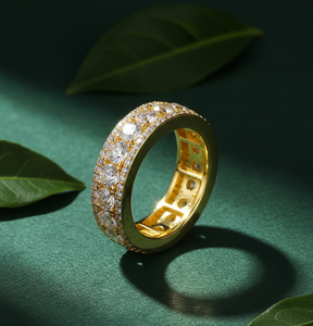 Anillo de Eternidad de Oro Blanco de 14kt con Diamantes de Laboratorio, Corte Brillante, Color E, Joyería Fina, Anillo de Compromiso Étnico para Mujer - Product Image 1