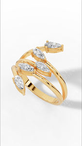 Anillo de Boda de Oro 14K con Diamantes Cultivados en Laboratorio, Corte Pera, Diseño Ramas y Hojas, con Múltiples Piedras, Venta al por Mayor, Fabricante y Proveedor de Joyería Fina OEM - Product Image 6