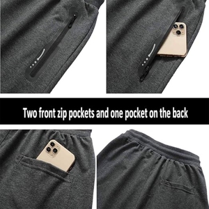 Pantalones Cortos Bermuda de Punto Gris para Hombre, Cintura Media, Cordón Ajustable, Casuales, Deportivos, con Bolsillos con Cremallera, Diseño Transpirable - Product Image 6