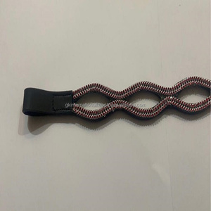 2 rangées de cristaux violets, bande de sourcil de cheval en cuir noir fait à la main, tailles et couleurs personnalisées, boucles cousues - Product Image 5