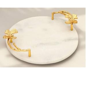 Bandeja de mármol de diseño artesanal de estilo lujoso y de última tendencia para decoración de mesa de comedor, bandeja de metal para servir a precio de mayorista. - Product Image 4